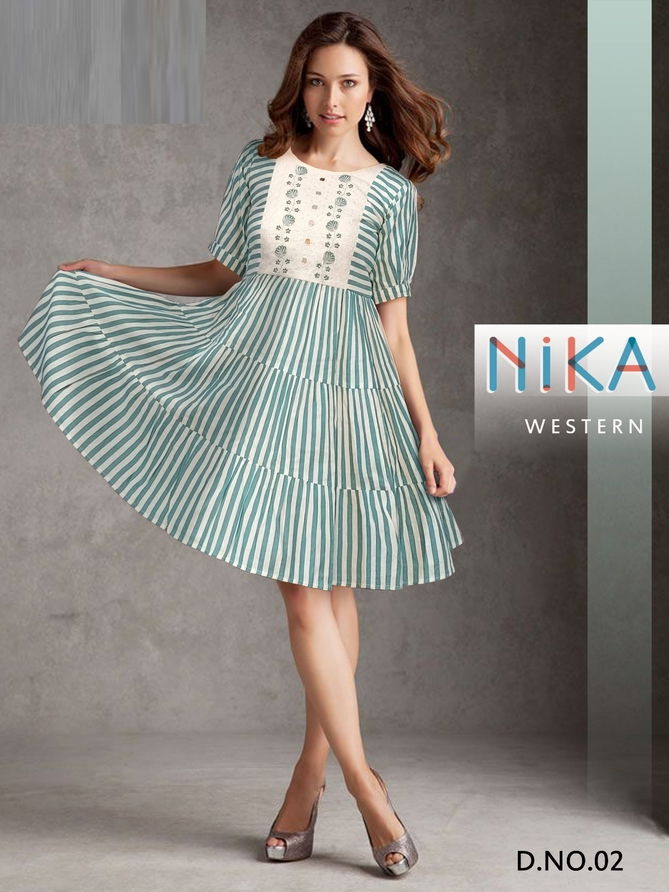 Nika Tunic Mirror Thread Work Cotton Western Party Wear Kurtis Wholesale Price In Surat